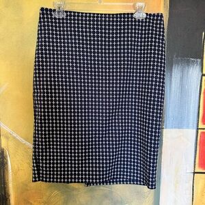 Adrianna Papell Navy and White Geometric Pencil Skirt
